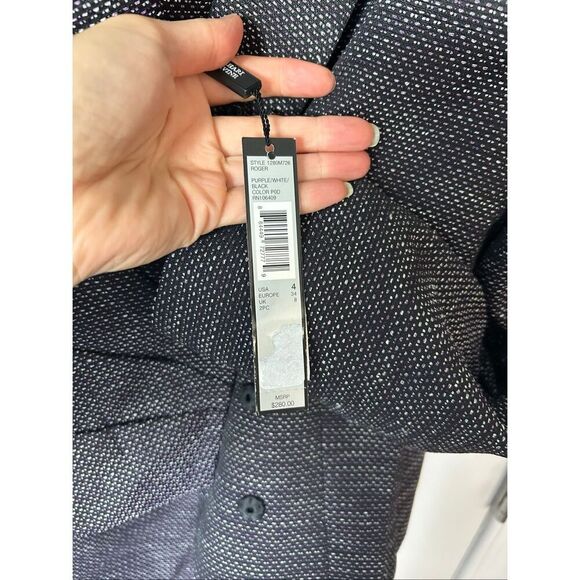 TAHARI Jacket Blazer Women Purple Gray Crop Snaps Front Lined skirt suit size 4 - Picture 3 of 7